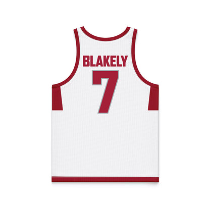 WSU - NCAA Men's Basketball : Dieume Blakely - White Basketball Jersey-1