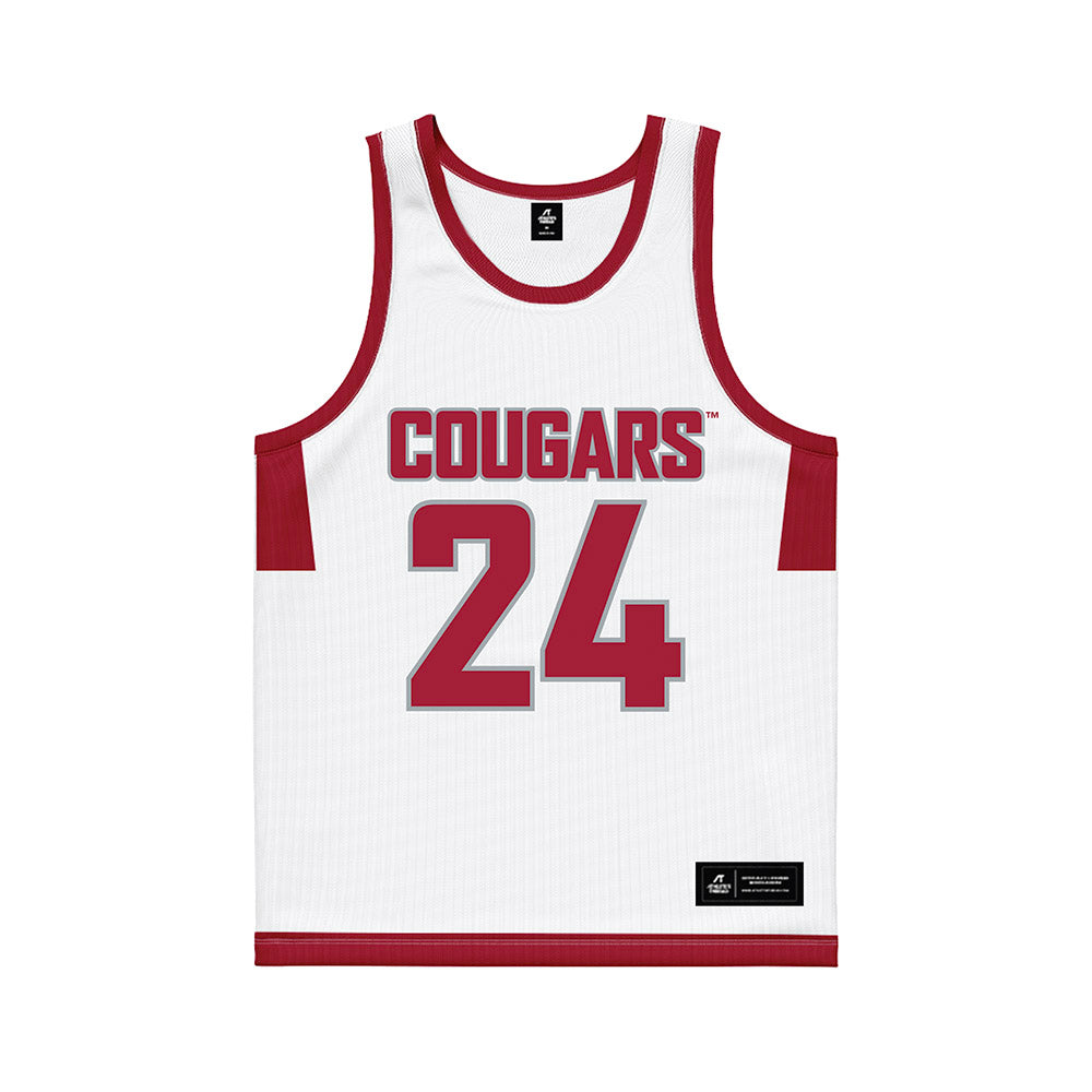 WSU - NCAA Men's Basketball : Dominik Robinson - White Basketball Jersey-0