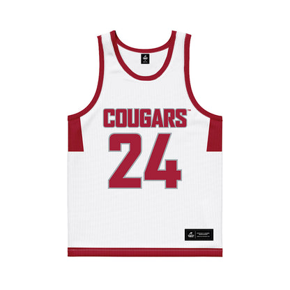 WSU - NCAA Men's Basketball : Dominik Robinson - White Basketball Jersey-0