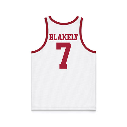 WSU - NCAA Men's Basketball : Dieume Blakely - White Basketball Jersey-1