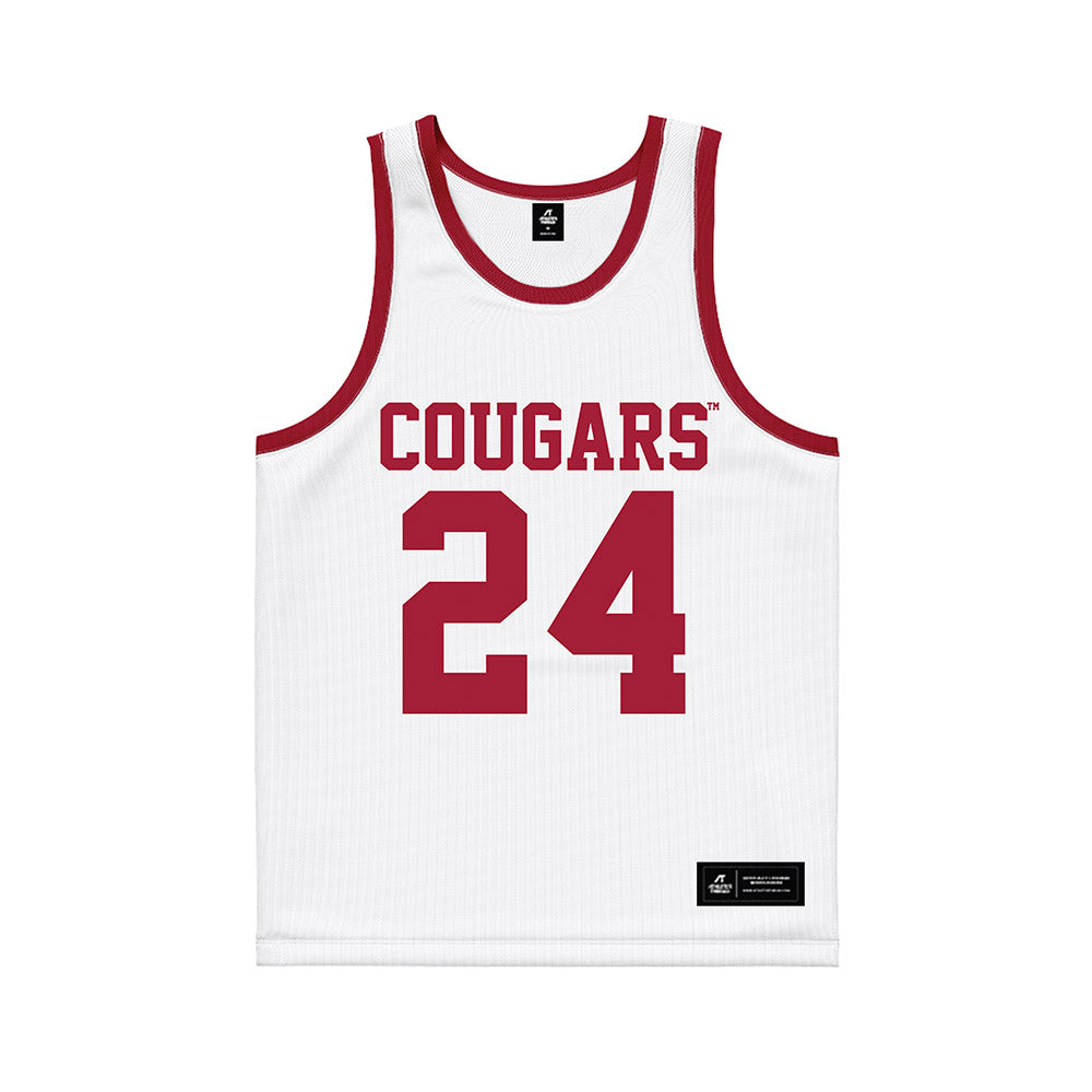 WSU - NCAA Men's Basketball : Dominik Robinson - White Basketball Jersey-0