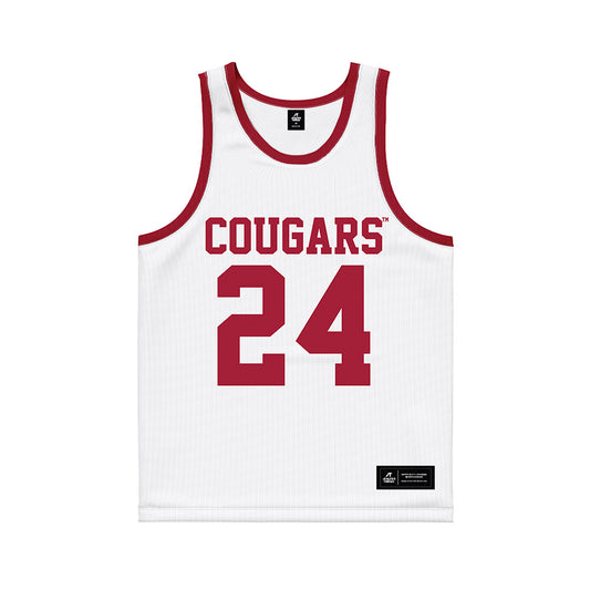 WSU - NCAA Men's Basketball : Dominik Robinson - White Basketball Jersey-0