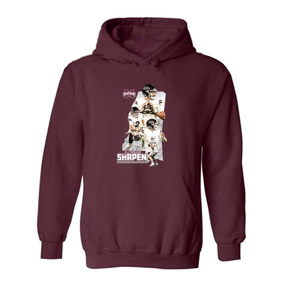 Mississippi State - NCAA Football : Blake Shapen - Player Collage Hooded Sweatshirt-0