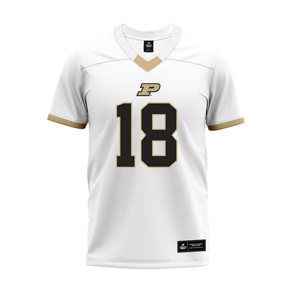 Purdue - NCAA Football : Bennett Meredith - White Premium Football Jersey