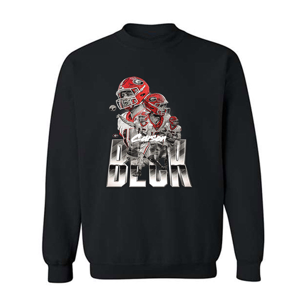 Georgia - NCAA Football : Carson Beck - Player Collage Crewneck Sweatshirt-0