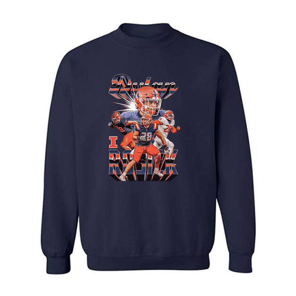 Illinois - NCAA Football : Dylan Rosiek - Player Collage Crewneck Sweatshirt