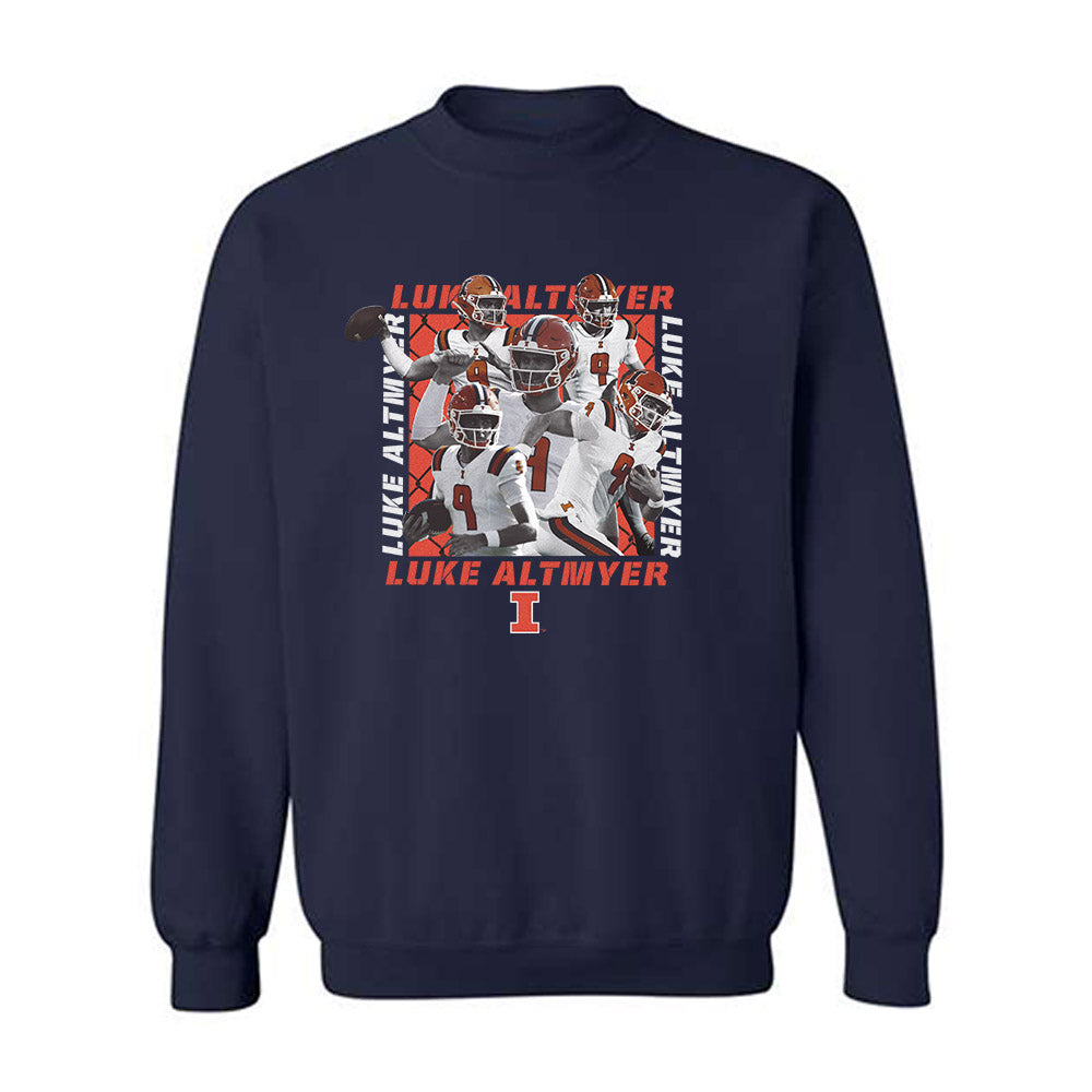 Illinois - NCAA Football : Luke Altmyer - Crewneck Sweatshirt Player Collage