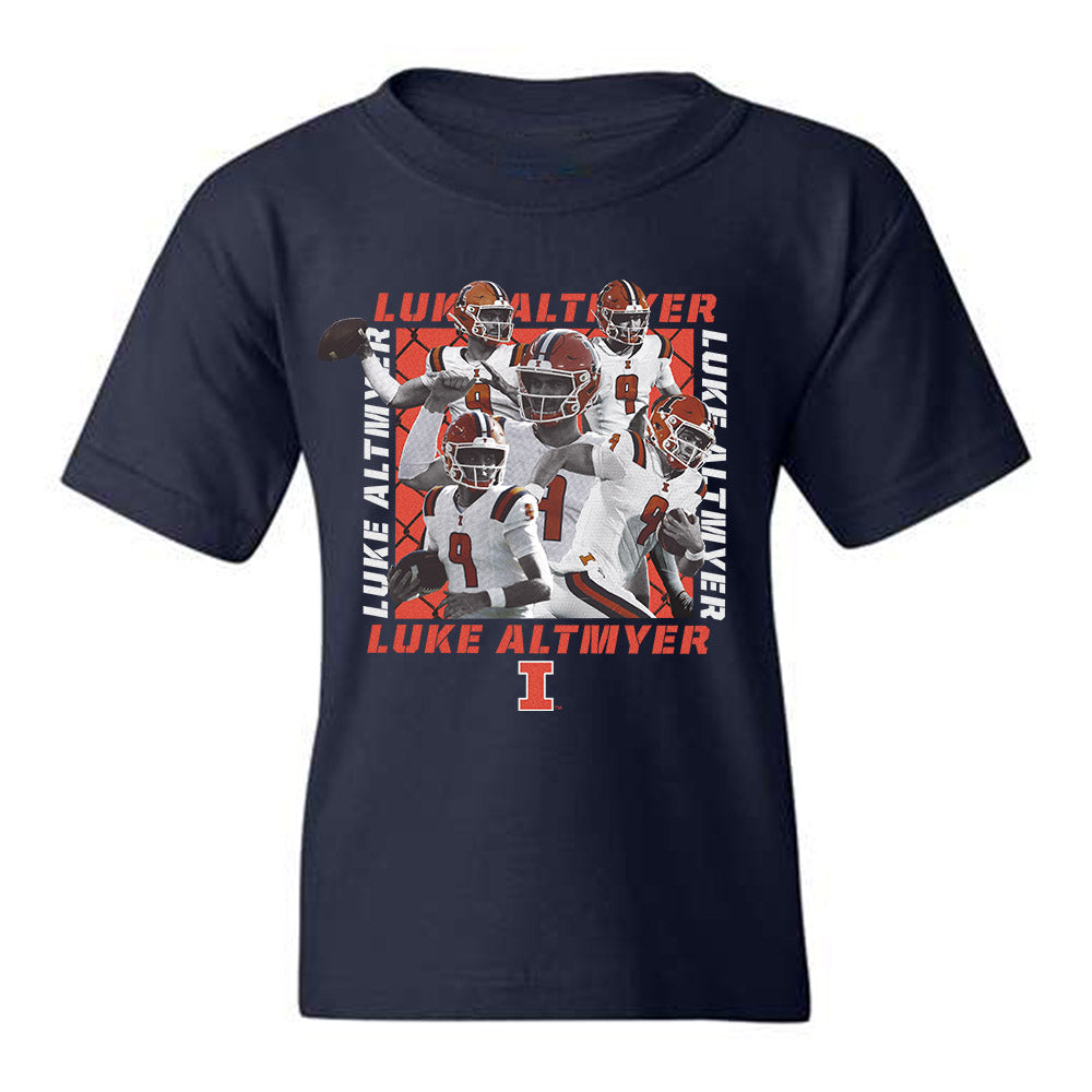 Illinois - NCAA Football : Luke Altmyer - Youth T-Shirt Player Collage