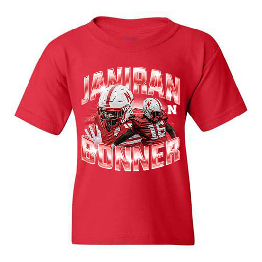 Nebraska - NCAA Football : Janiran Bonner - Youth T-Shirt Player Collage