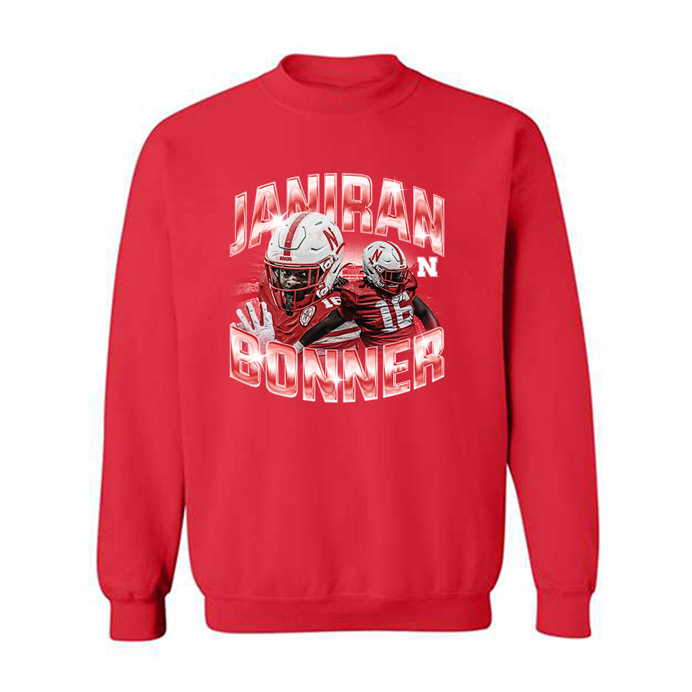 Nebraska - NCAA Football : Janiran Bonner - Crewneck Sweatshirt Player Collage