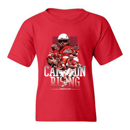 Utah - NCAA Football : Cameron Rising - Youth T-Shirt Player Collage