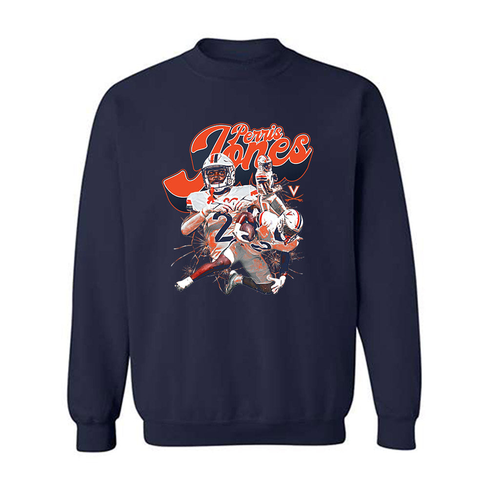 Virginia - NCAA Football : Perris Jones - Player Collage Crewneck Sweatshirt