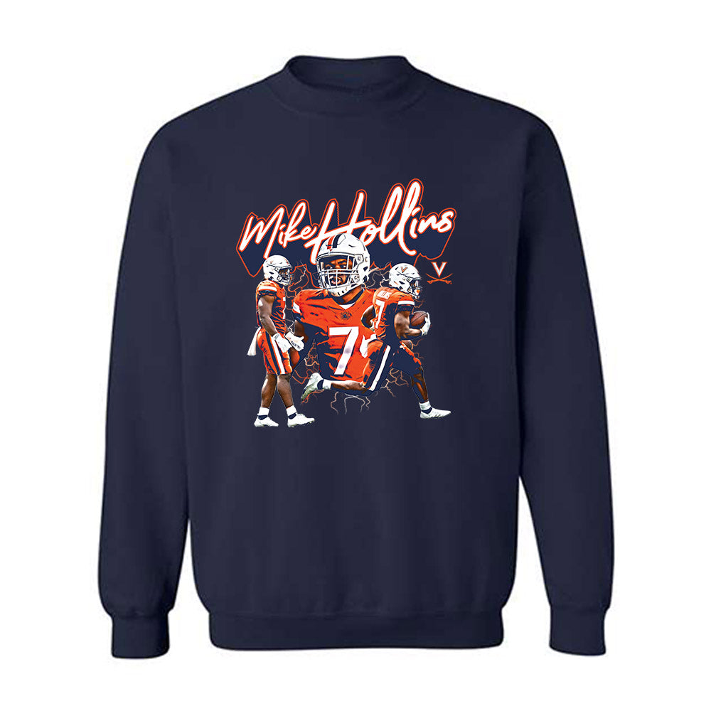 Virginia - NCAA Football : Mike Hollins - Player Collage Crewneck Sweatshirt