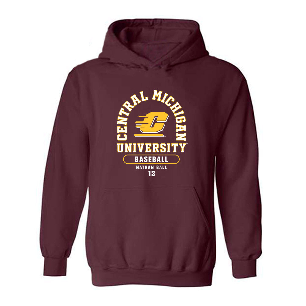 Central Michigan - NCAA Baseball : Nathan Ball - Classic Fashion Shersey Hooded Sweatshirt