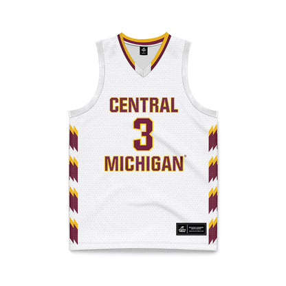 Central Michigan - NCAA Men's Basketball : Jaxson Whitaker - White Basketball Jersey-0