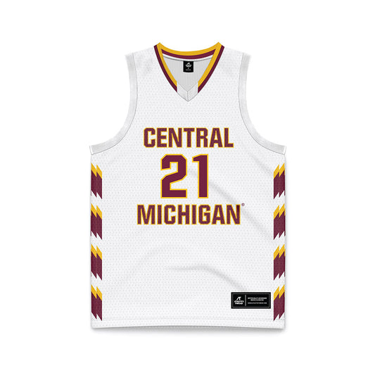 Central Michigan - NCAA Men's Basketball : Nick Mullen - White Basketball Jersey-0