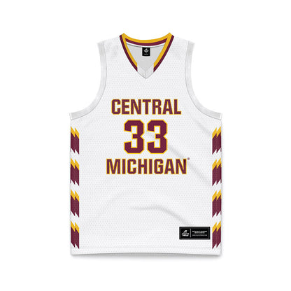 Central Michigan - NCAA Men's Basketball : Logan Mcintire - White Basketball Jersey-0
