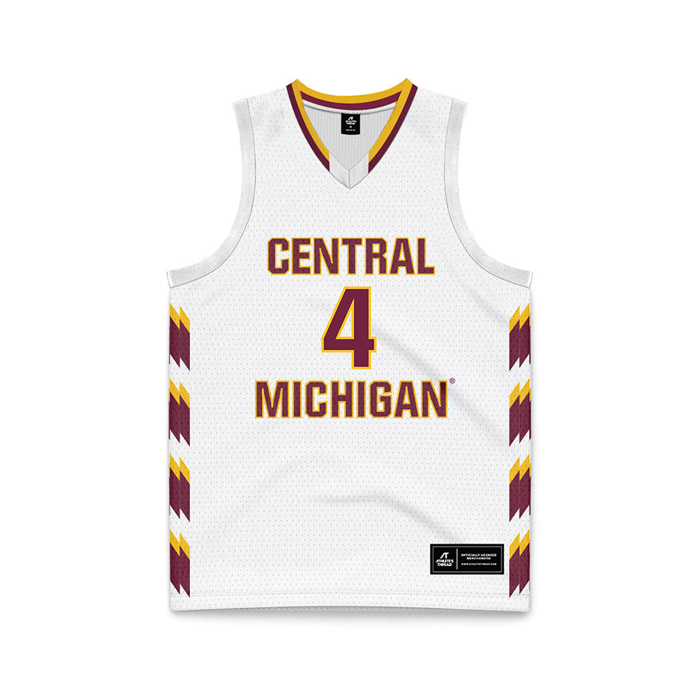Central Michigan - NCAA Men's Basketball : Kareem Aburashed - White Basketball Jersey-0