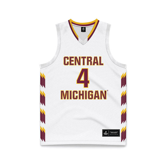 Central Michigan - NCAA Men's Basketball : Kareem Aburashed - White Basketball Jersey-0