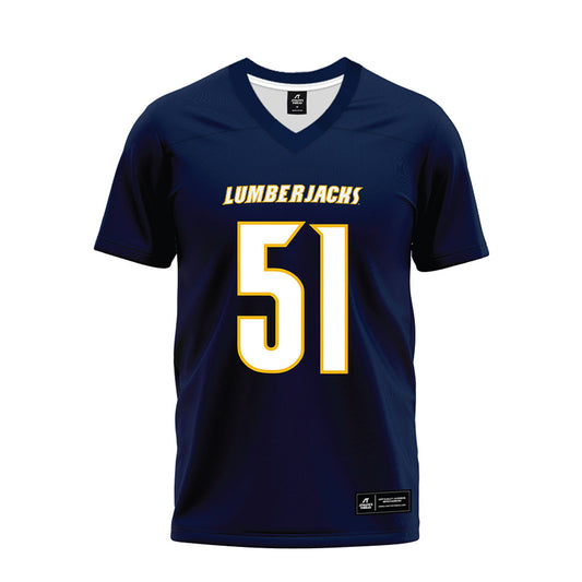 Northern Arizona - NCAA Football : Jace Filleman - Navy Premium Football Jersey-0