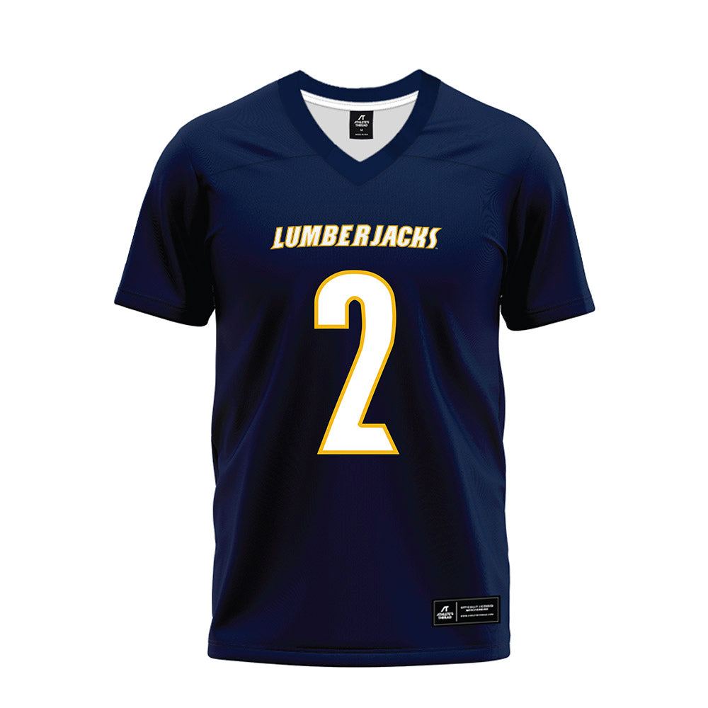 Northern Arizona - NCAA Football : Ty Jones - Navy Premium Football Jersey