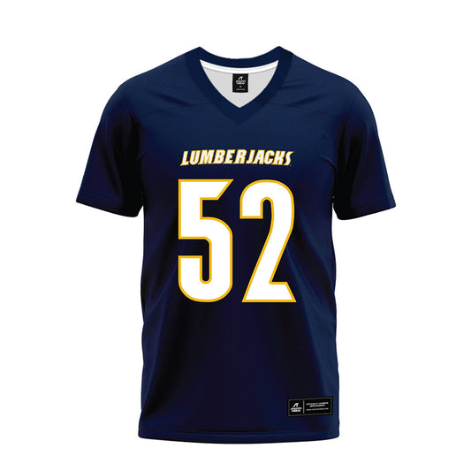 Northern Arizona - NCAA Football : Griffin Schuerman - Navy Premium Football Jersey-0