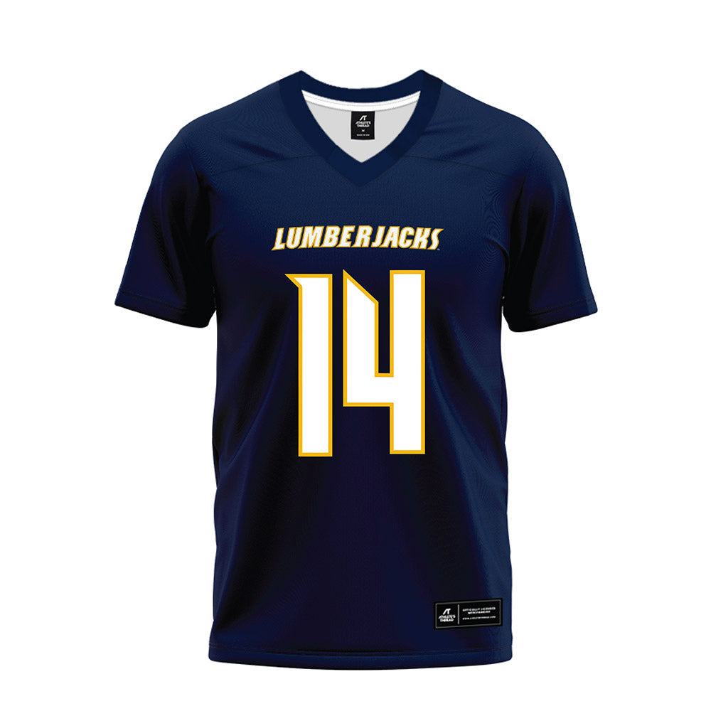 Northern Arizona - NCAA Football : Elijah Taylor - Navy Premium Football Jersey