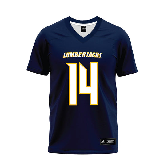 Northern Arizona - NCAA Football : Elijah Taylor - Navy Premium Football Jersey