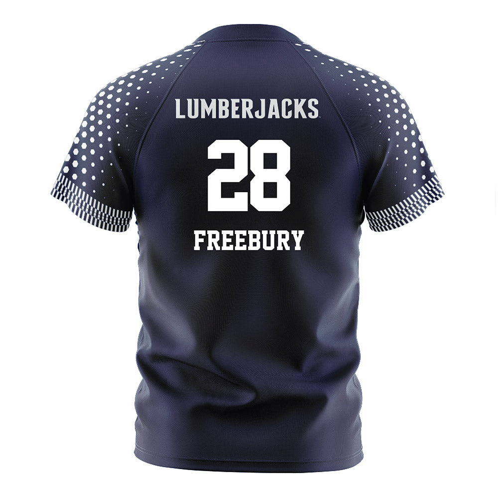 Northern Arizona - NCAA Women's Soccer : Ella Freebury - Navy Soccer Jersey