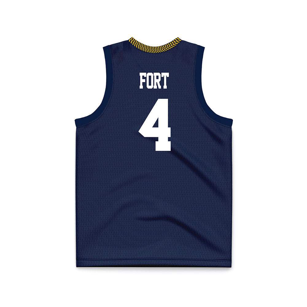 Northern Arizona - NCAA Men's Basketball : Oakland Fort - Navy Basketball Jersey