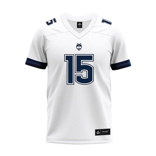 UConn - NCAA Football : Cam Abshire - White Premium Football Jersey-0