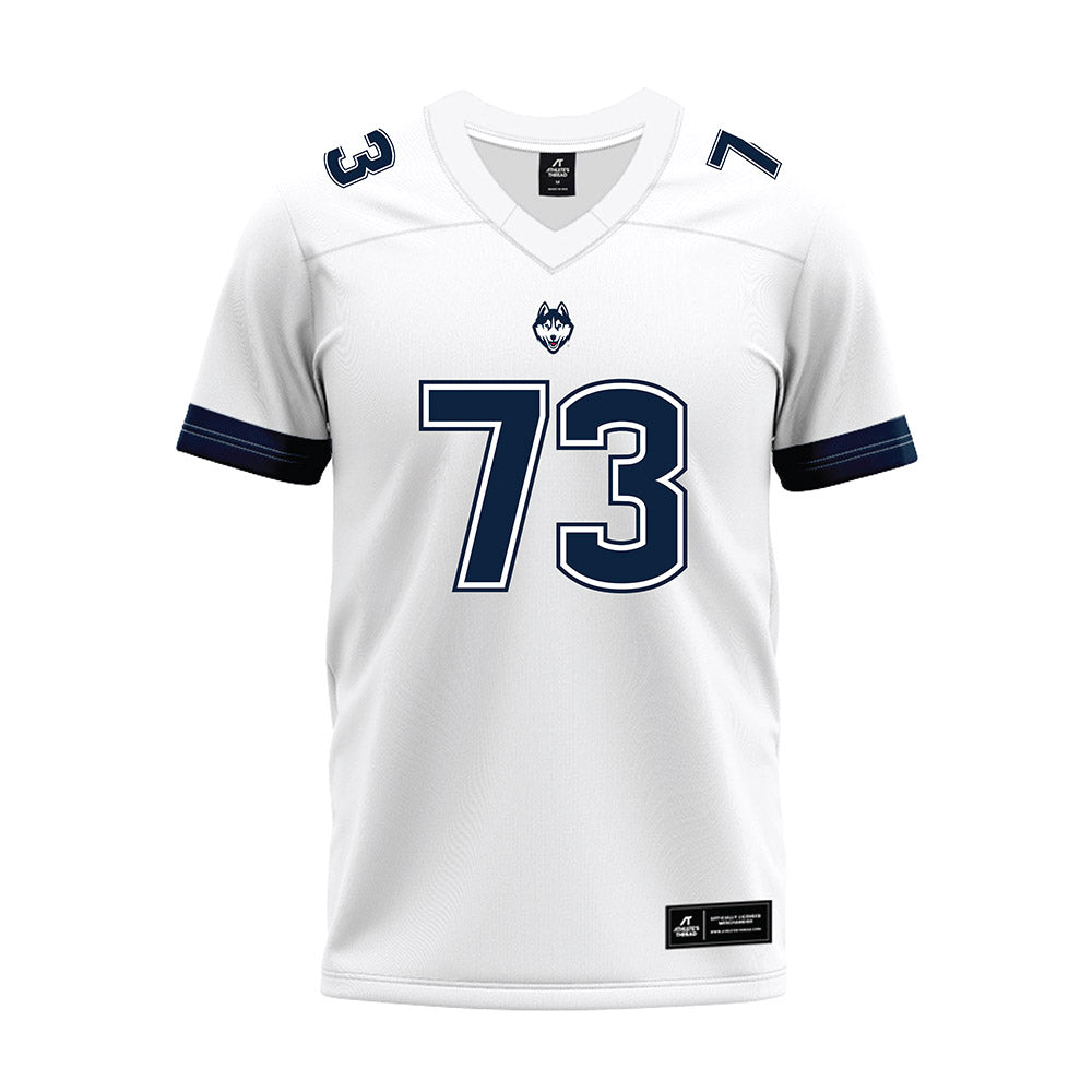 UConn - NCAA Football : Charley Leahy - White Premium Football Jersey-0
