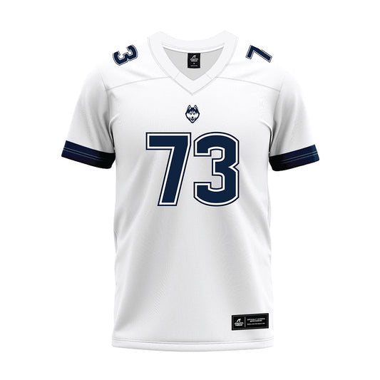 UConn - NCAA Football : Charley Leahy - White Premium Football Jersey-0
