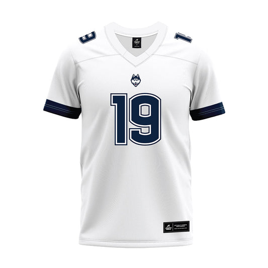 UConn - NCAA Football : Ethan Hogg - White Premium Football Jersey-0