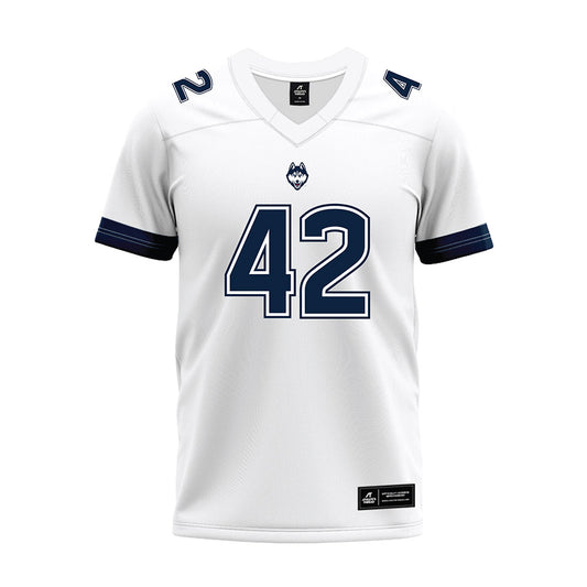 UConn - NCAA Football : Michael Burton Jr - White Premium Football Jersey-0