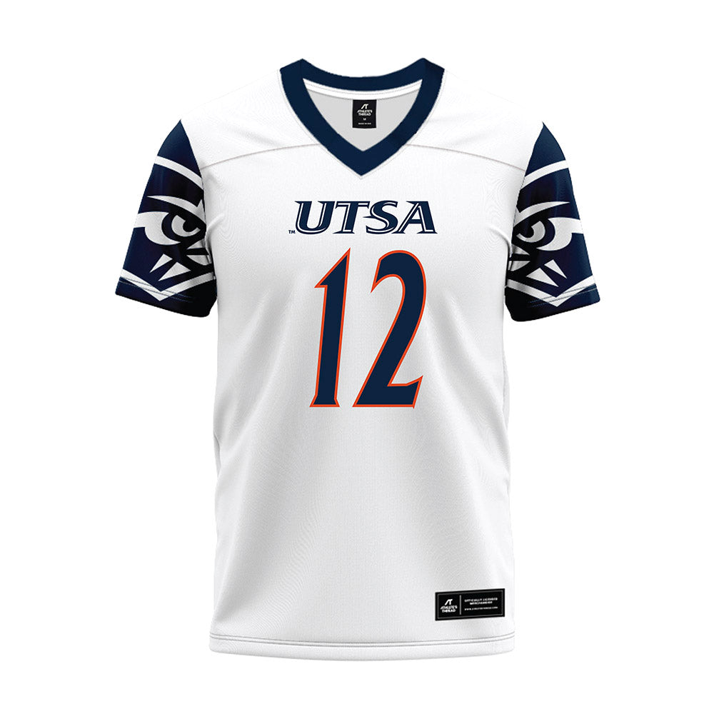 UTSA - NCAA Football : Alpha Khan - White Premium Football Jersey