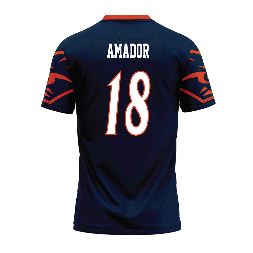 UTSA - NCAA Football : David Amador - Navy Premium Football Jersey