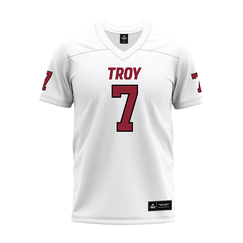 Troy - NCAA Football : Jordan Stringer - White Premium Football Jersey