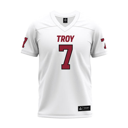 Troy - NCAA Football : Jordan Stringer - White Premium Football Jersey