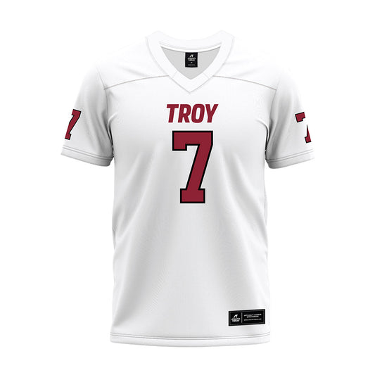 Troy - NCAA Football : Jordan Stringer - White Premium Football Jersey