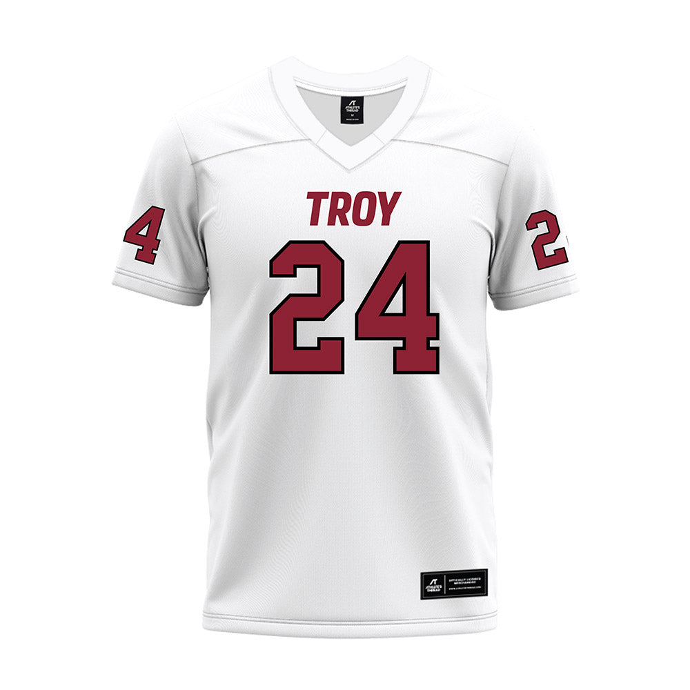 Troy - NCAA Football : Kinnick Manley - White Premium Football Jersey-0