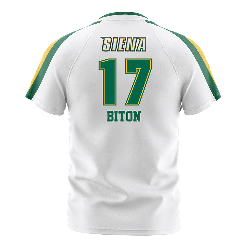 Siena - NCAA Men's Soccer : Ben Biton - White Soccer Jersey-1