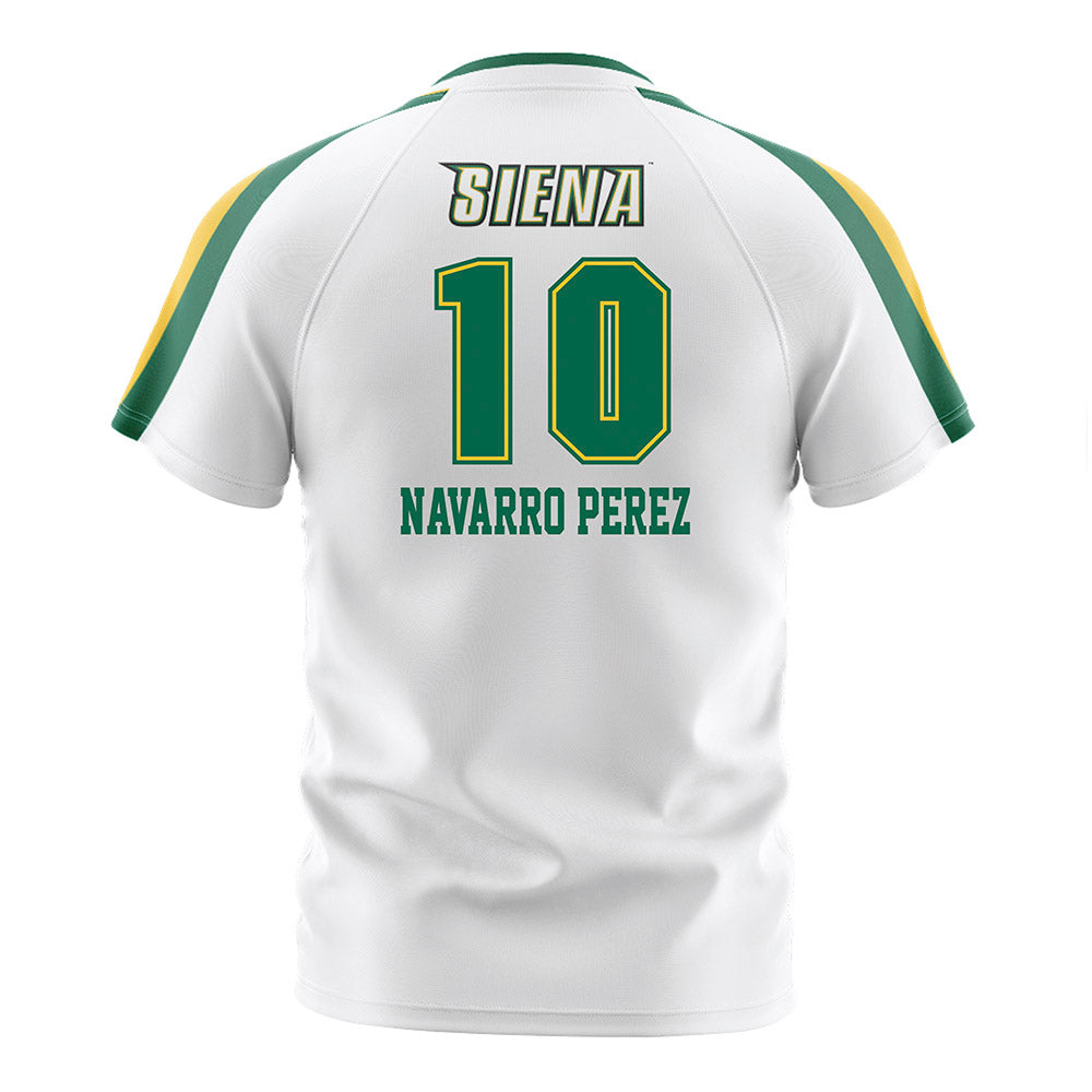 Siena - NCAA Men's Soccer : Mario Navarro Perez - White Soccer Jersey-1