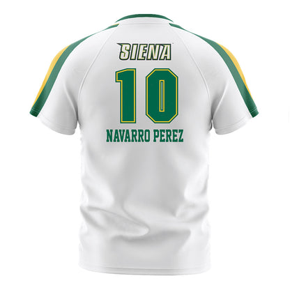 Siena - NCAA Men's Soccer : Mario Navarro Perez - White Soccer Jersey-1