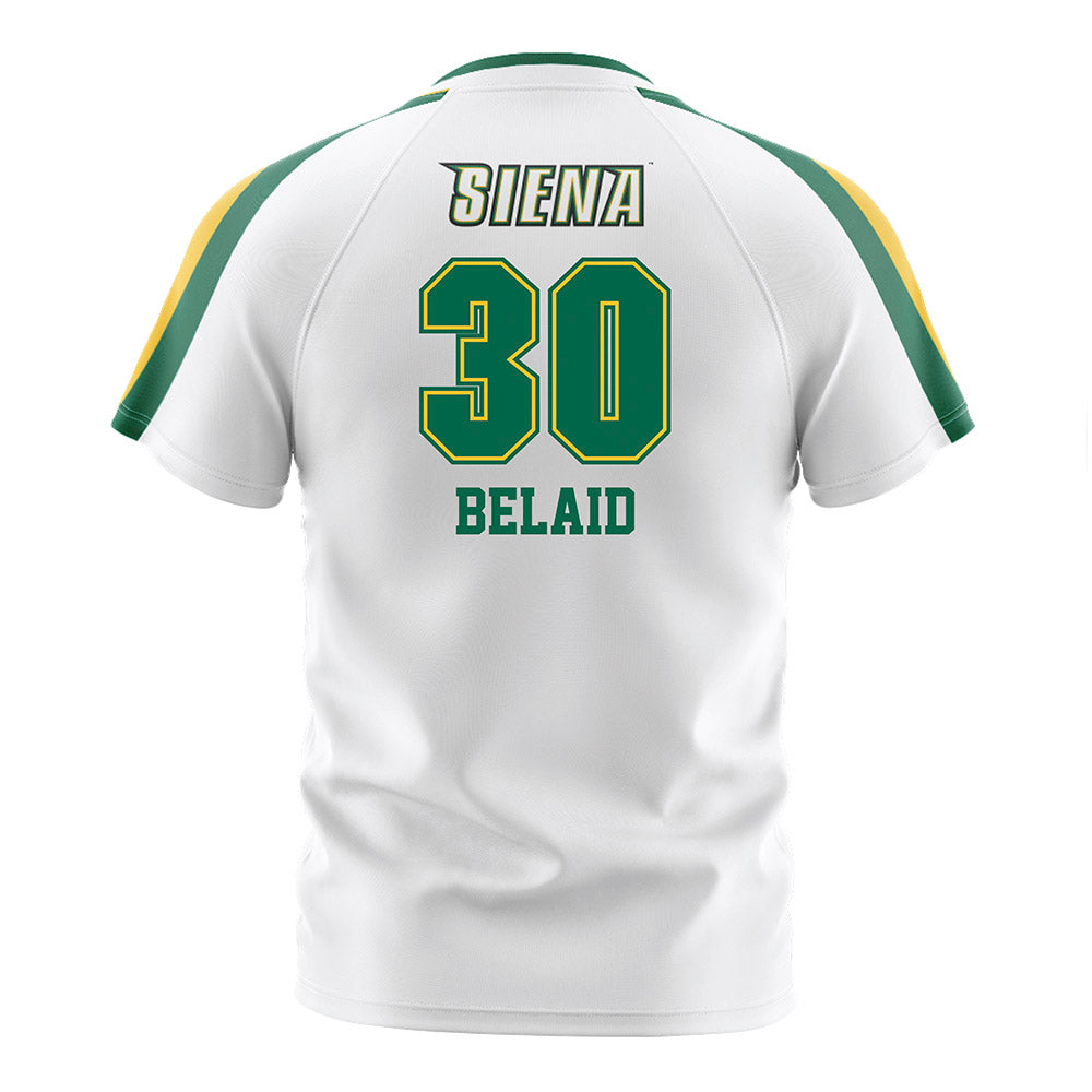 Siena - NCAA Men's Soccer : Aylan Belaid - White Soccer Jersey-1