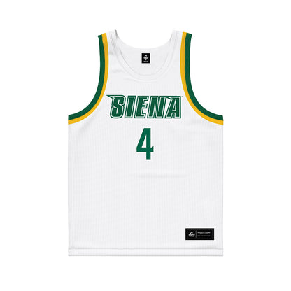 Siena - NCAA Men's Basketball : Gavin Doty - White Basketball Jersey-0