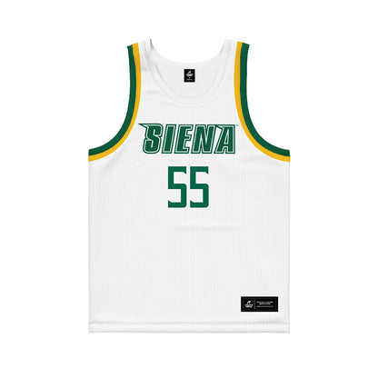 Siena - NCAA Men's Basketball : Riley Mulvey - White Basketball Jersey-0