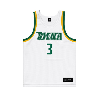 Siena - NCAA Men's Basketball : Christian Jones - White Basketball Jersey-0
