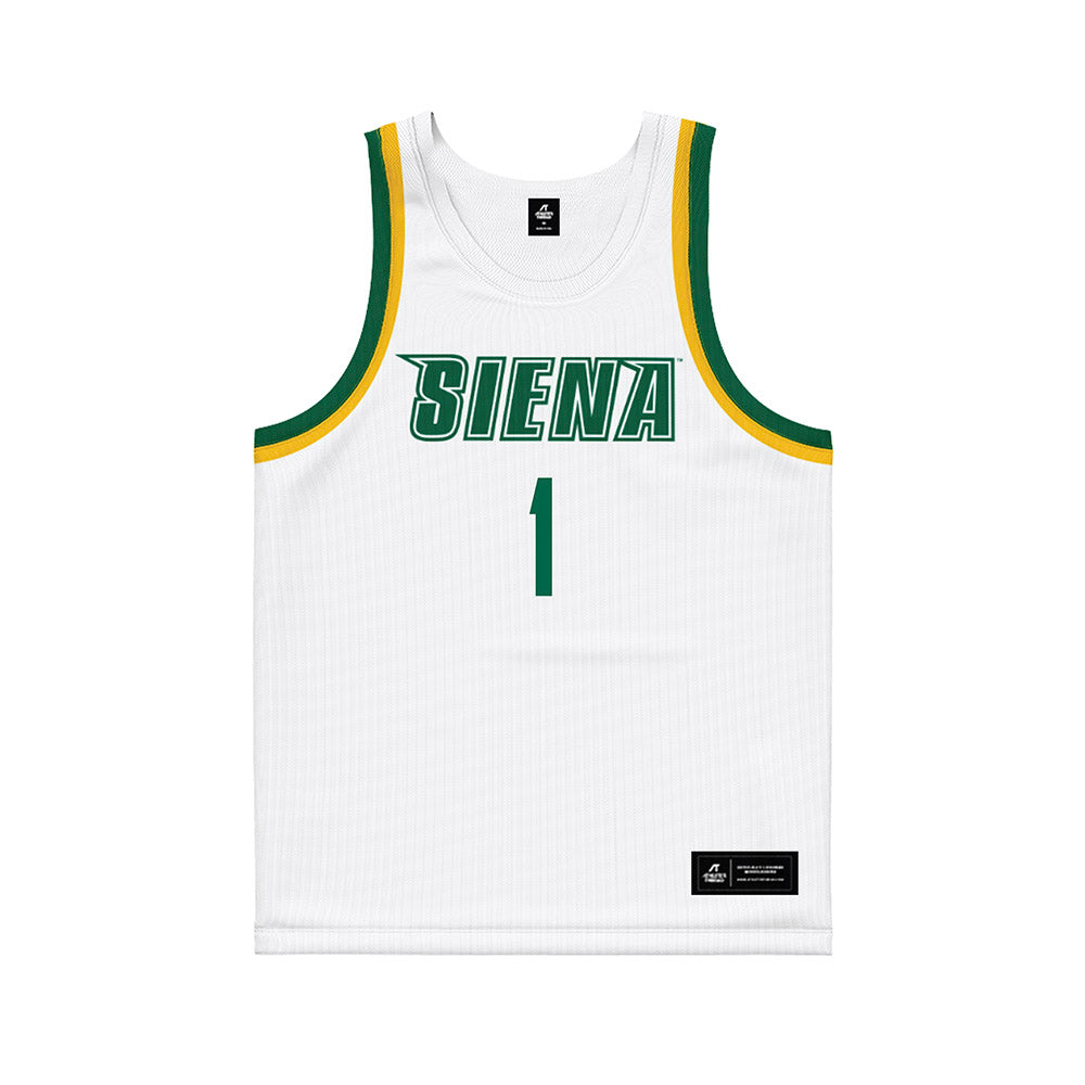 Siena - NCAA Men's Basketball : Isaiah Henderson - White Basketball Jersey-0