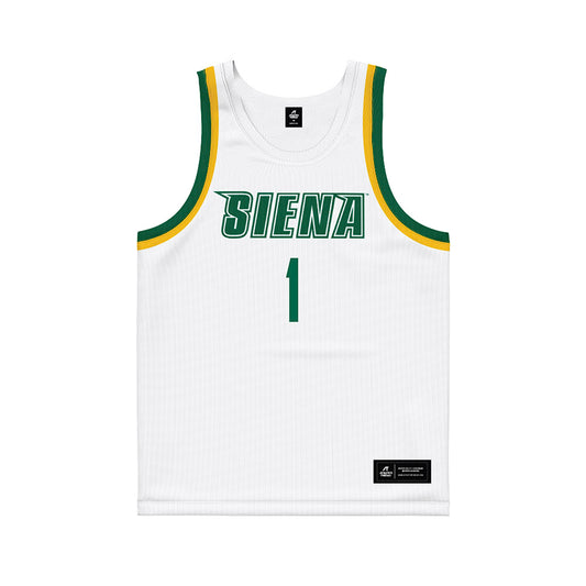 Siena - NCAA Men's Basketball : Isaiah Henderson - White Basketball Jersey-0